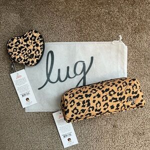 Lug spotted leopard Matt luxe jib and heart pouch NWT